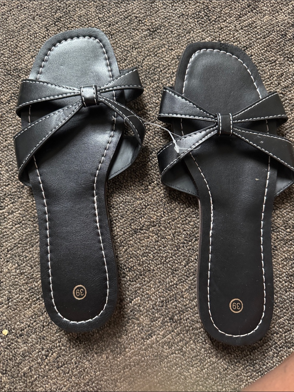 Black Bow Slide Sandals - Size 39